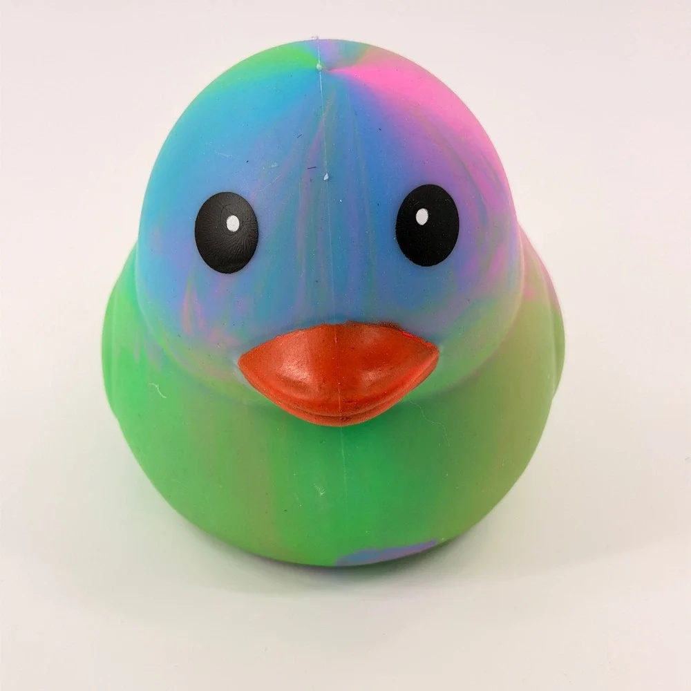 Toymendous Squeeezy Rubber Duck Kids OS Pink Blue Green Marble Sensory Toy NWT